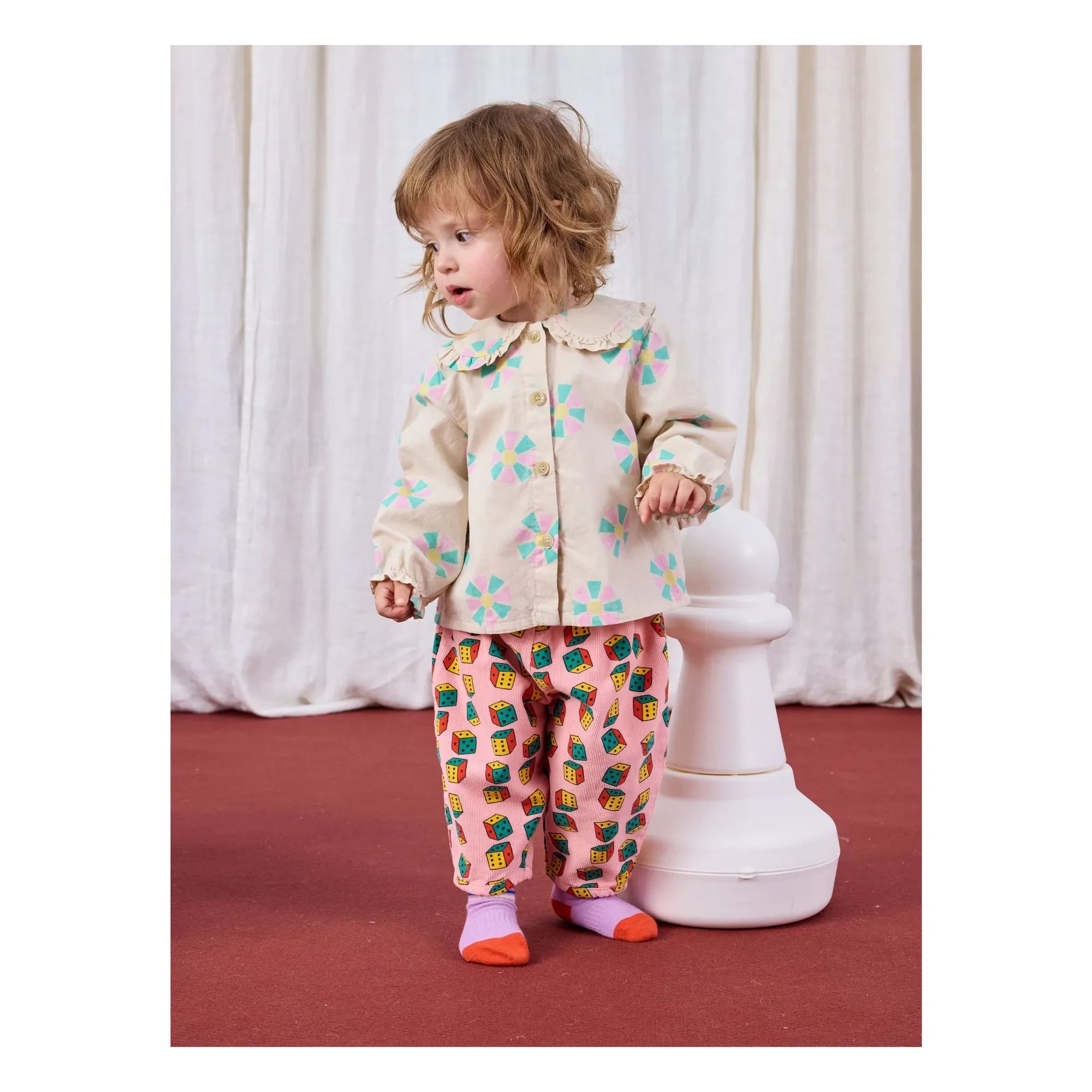 Bobo Choses - Organik Pamuklu Fitilli Ekose Pantolon | Pembe