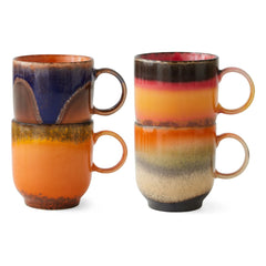 HKliving - Brazil seramik kupalar - 70s Ceramics - 4'lü set