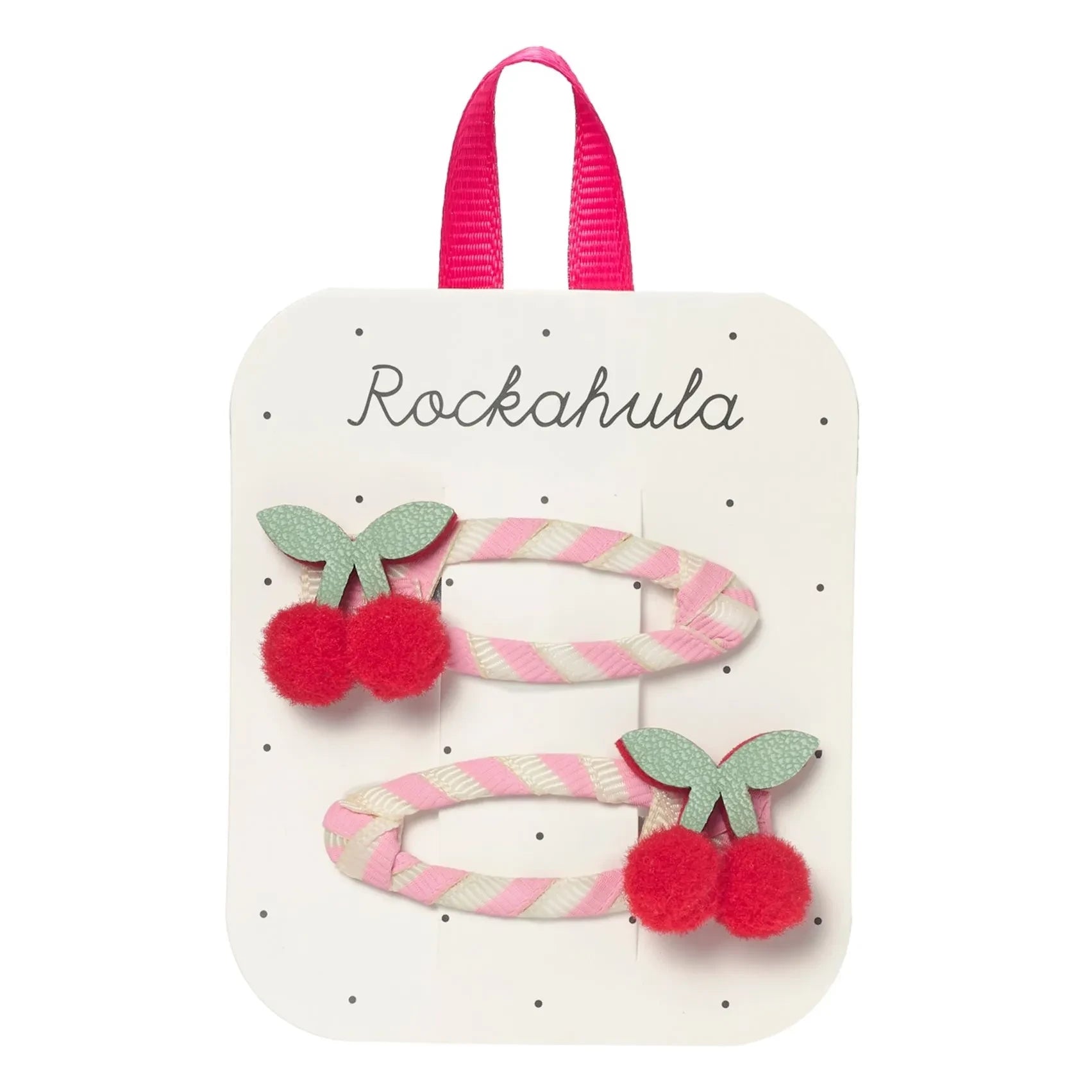 Rockahula Kids - 2'li Çizgili Kiraz saç tokası seti | Pembe