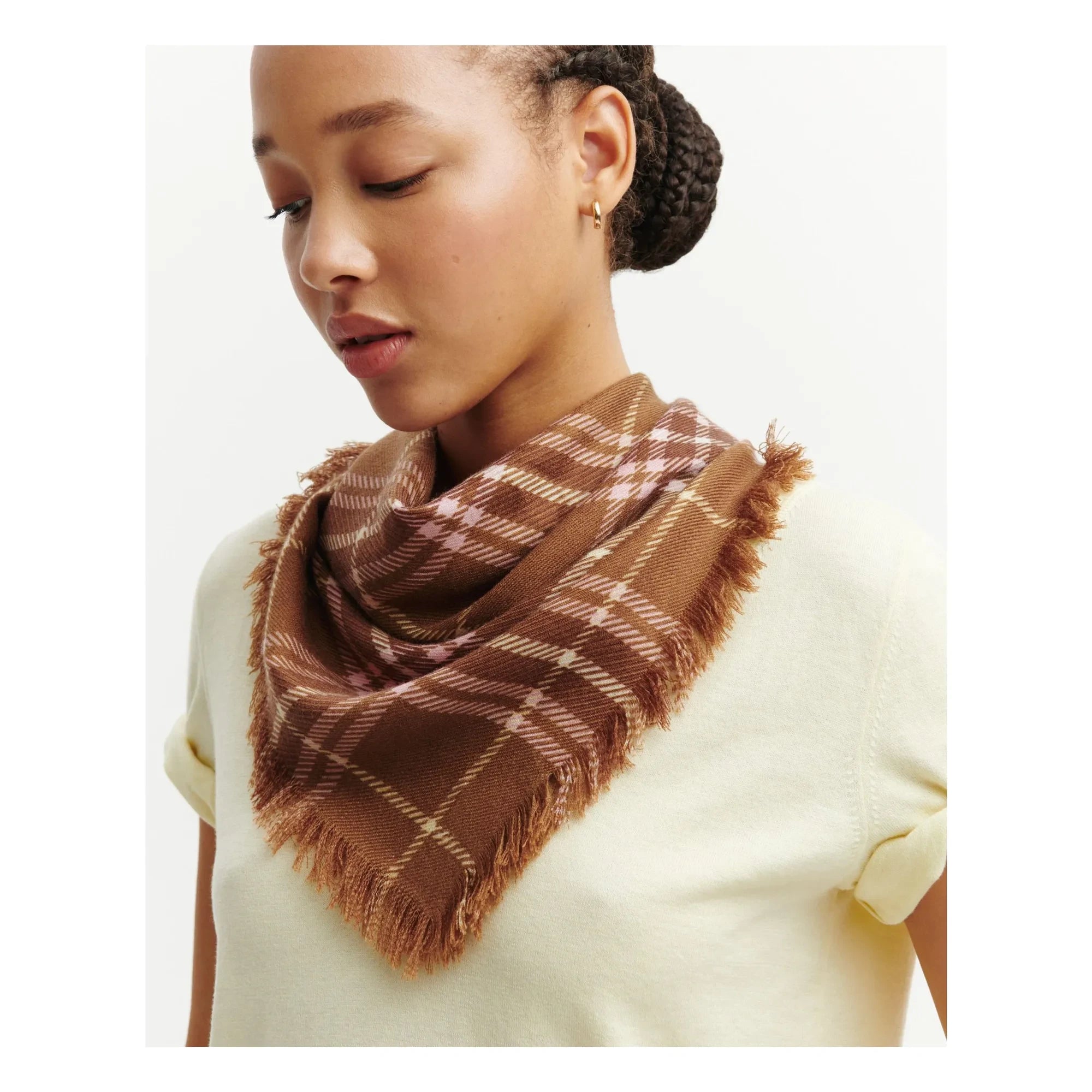 Bompard - Mini Kareli Tartan Kaşmir Atkı | Kahve