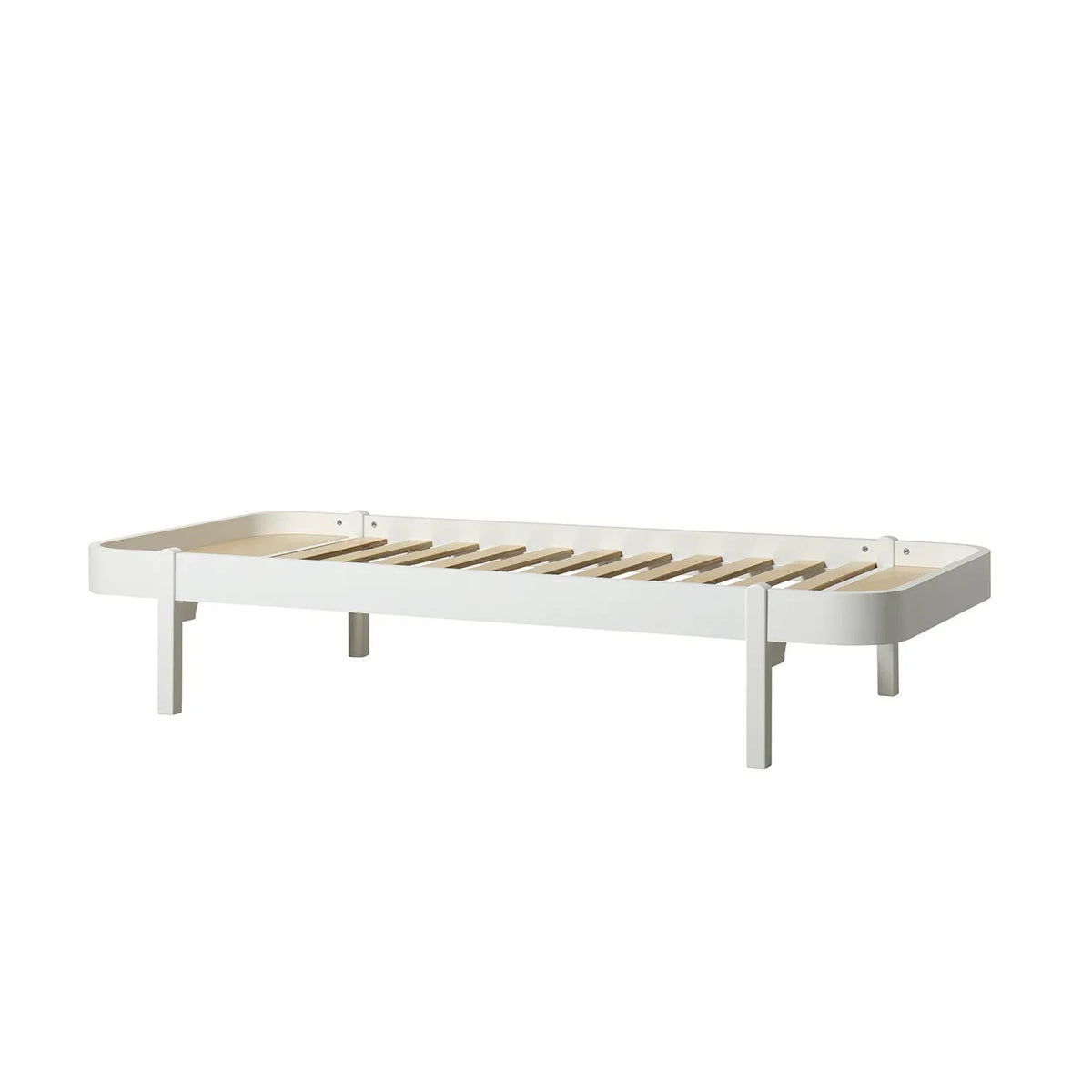 Oliver Furniture - Meşe Ahşap Şezlong Yatak 90x200 cm | Beyaz