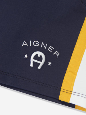 Aigner Boys Logo Bermuda Shorts in Navy