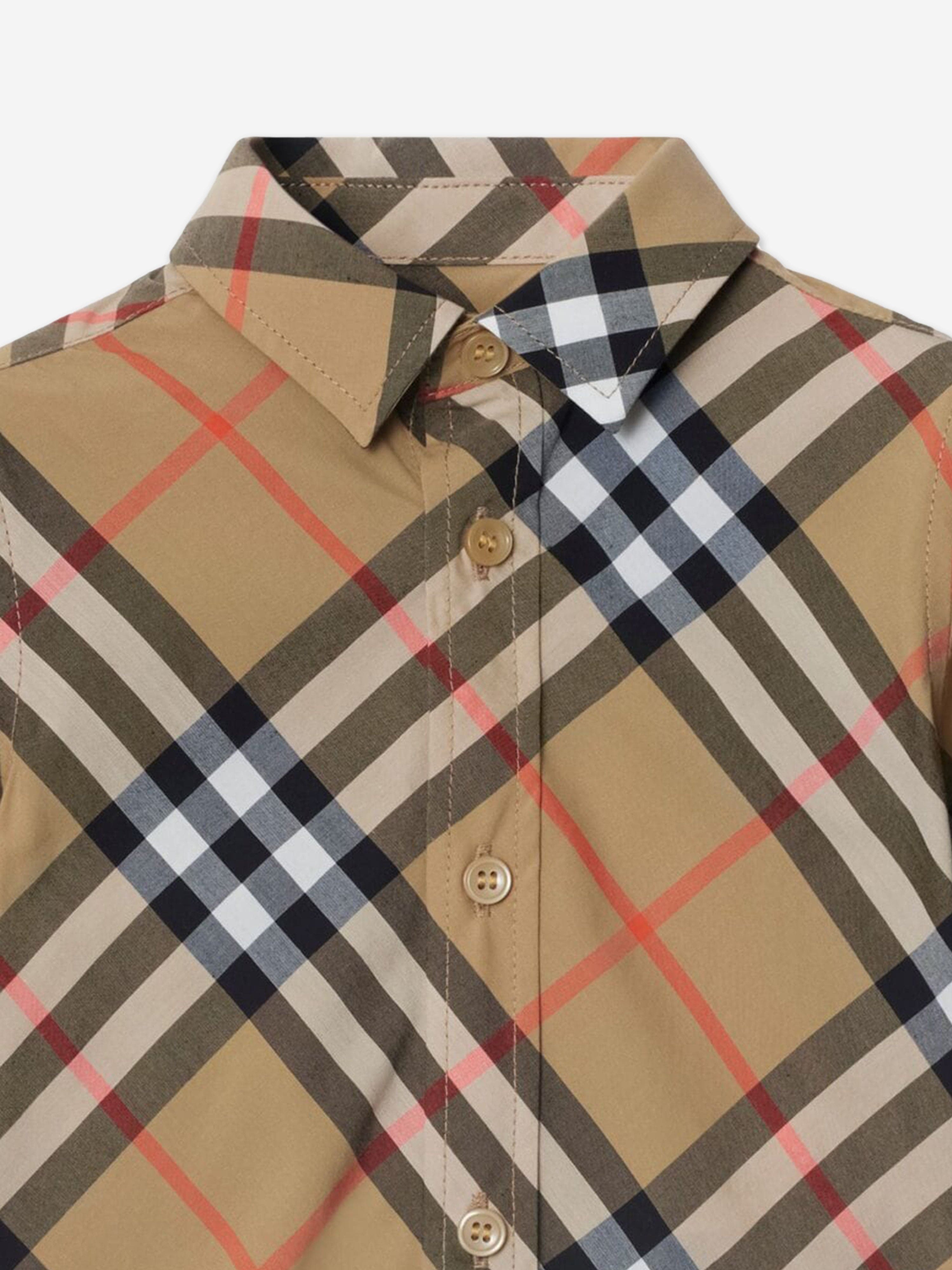 Burberry Baby Boys Owen Long Sleeve Check Shirt in Beige
