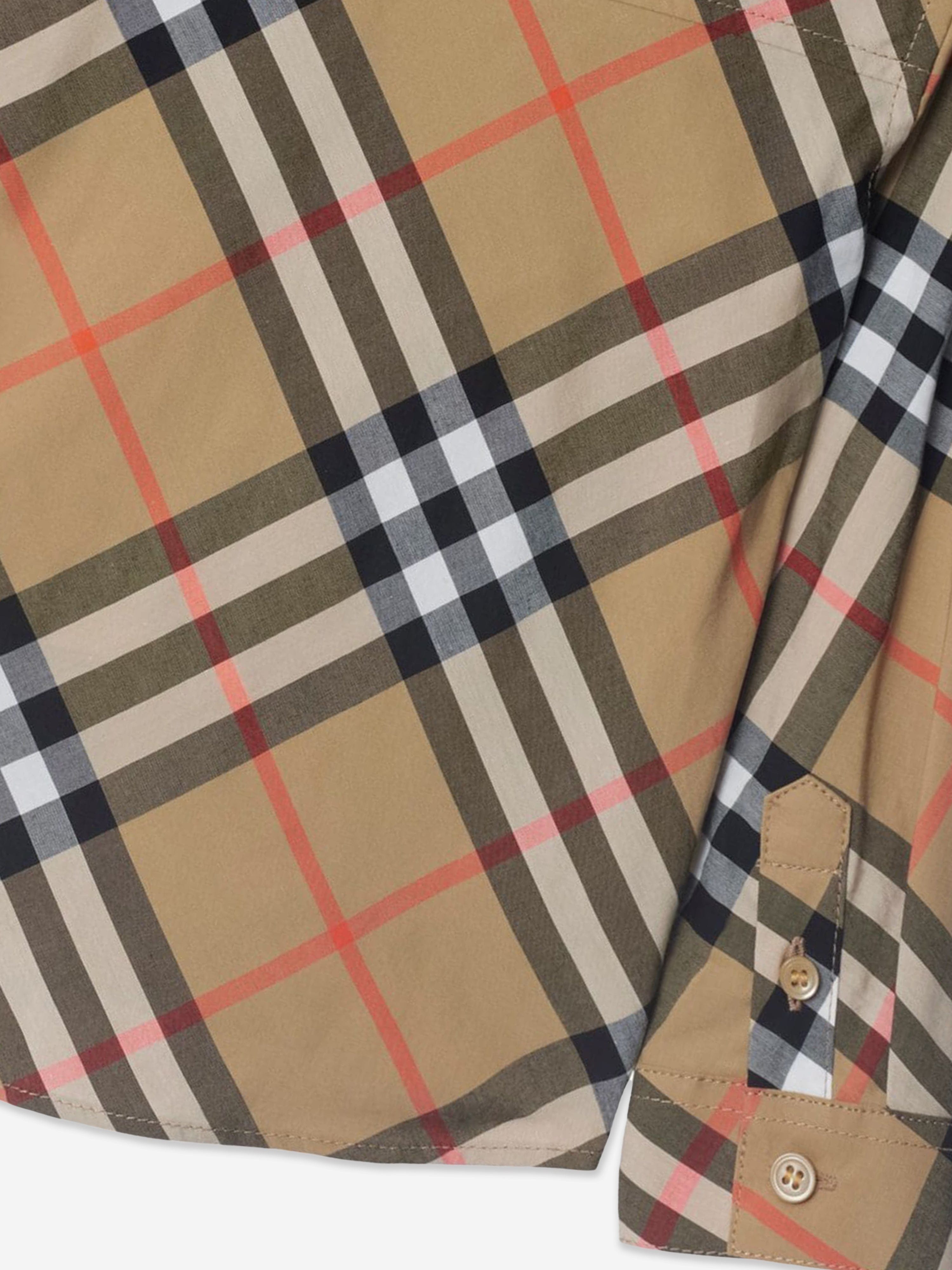 Burberry Baby Boys Owen Long Sleeve Check Shirt in Beige