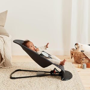 BabyBjorn Balance Woven Baby Bouncer - Black Frame - Dark Grey/Grey-Baby Bouncers-Without Bouncer Toy- | Natural Baby Shower