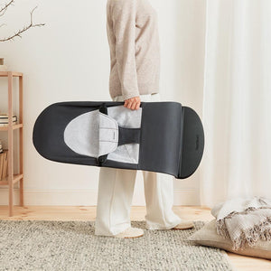 BabyBjorn Balance Woven Baby Bouncer - Black Frame - Dark Grey/Grey-Baby Bouncers-Without Bouncer Toy- | Natural Baby Shower