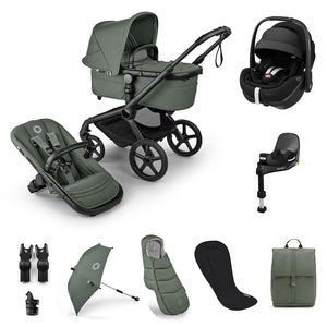Bugaboo Fox 5 Renew Ultimate + Pebble Pro 2 Travel System-Travel Systems-Forest Green-With Base | Natural Baby Shower