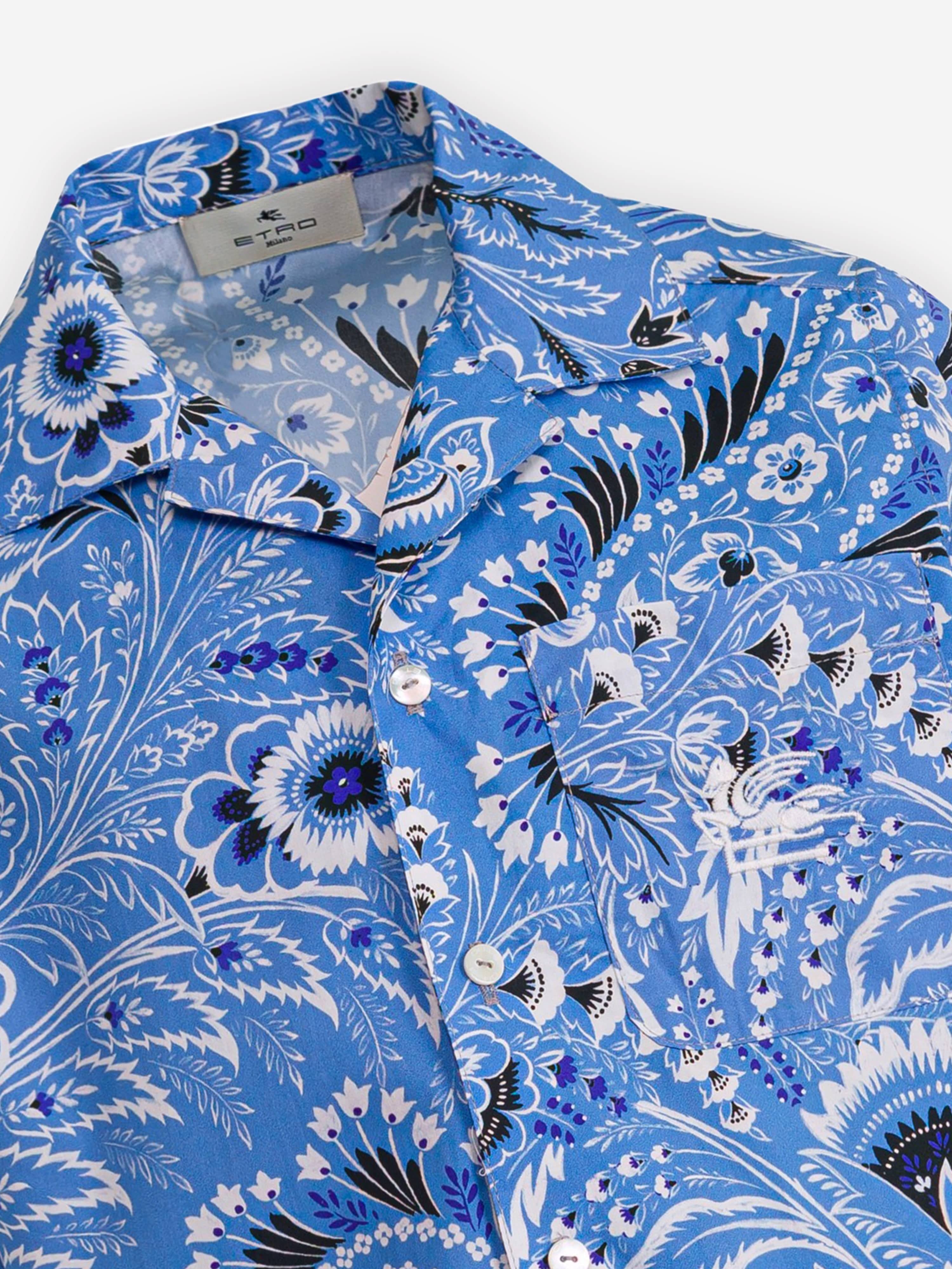 Etro Boys Floral Paisley Shirt in Blue