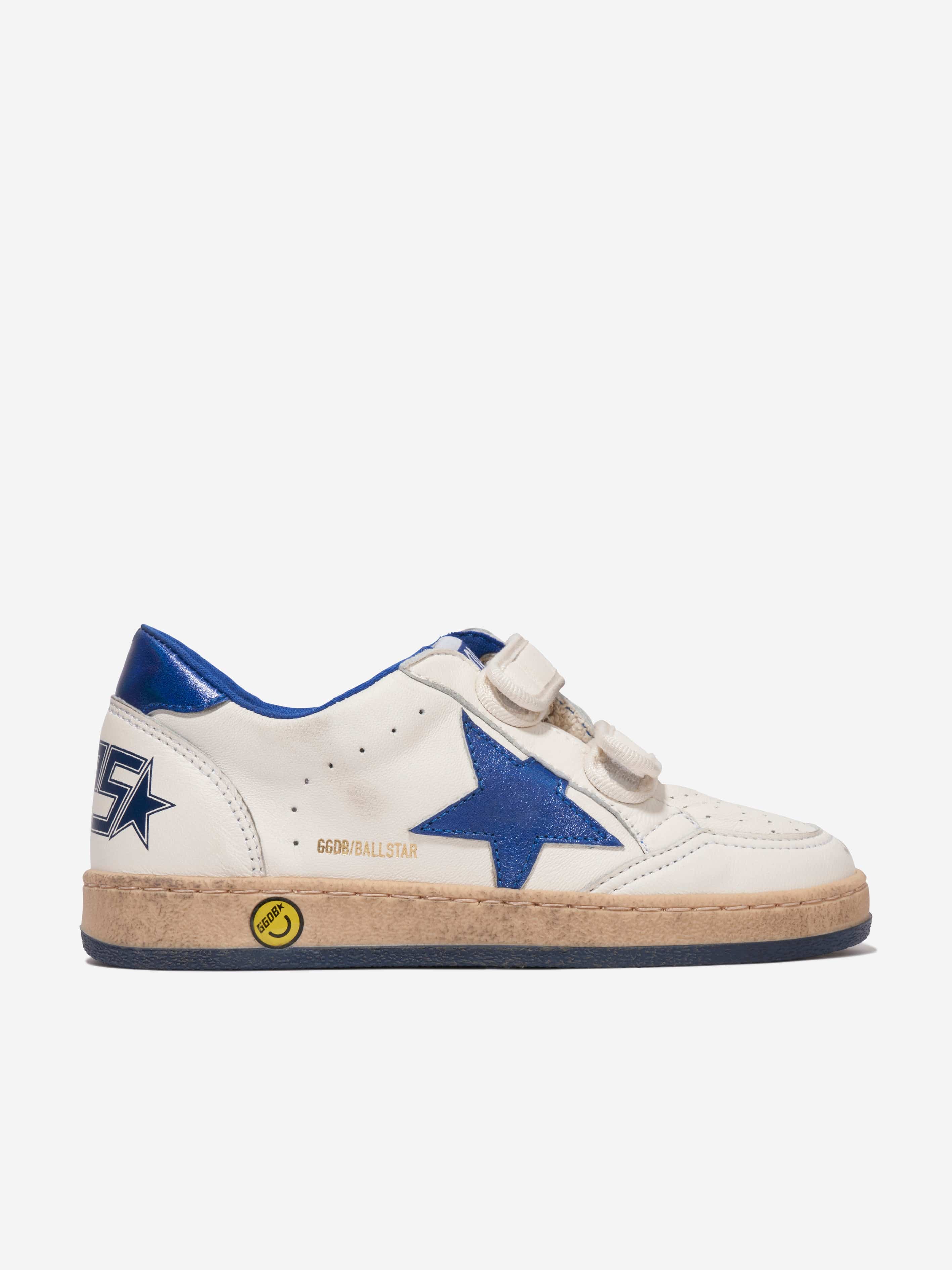Golden Goose Kids Ballstar Leather Laminated Star Trainers n White