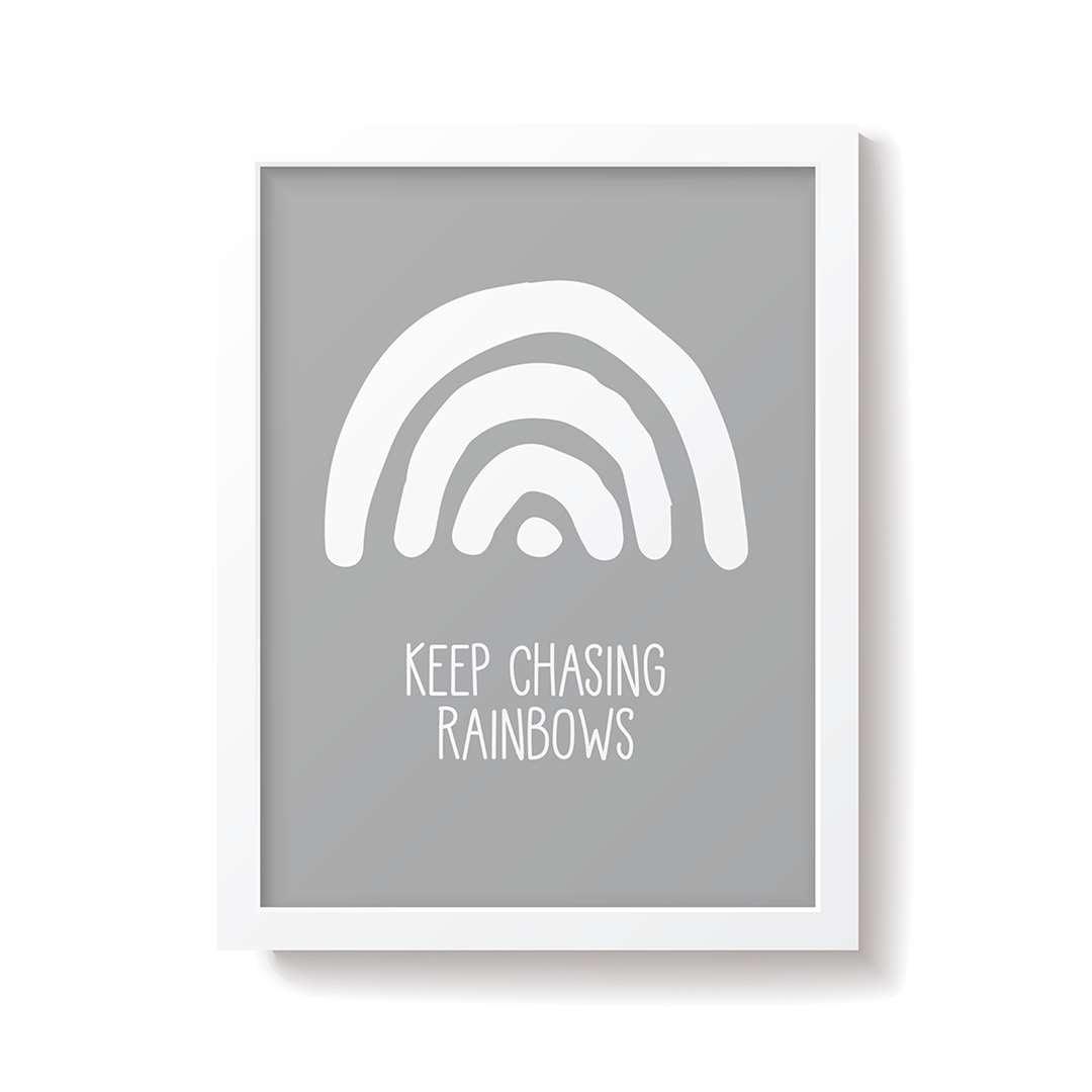 Snuz Keep Chasing Rainbows Nursery Print - Grey-Prints- | Natural Baby Shower