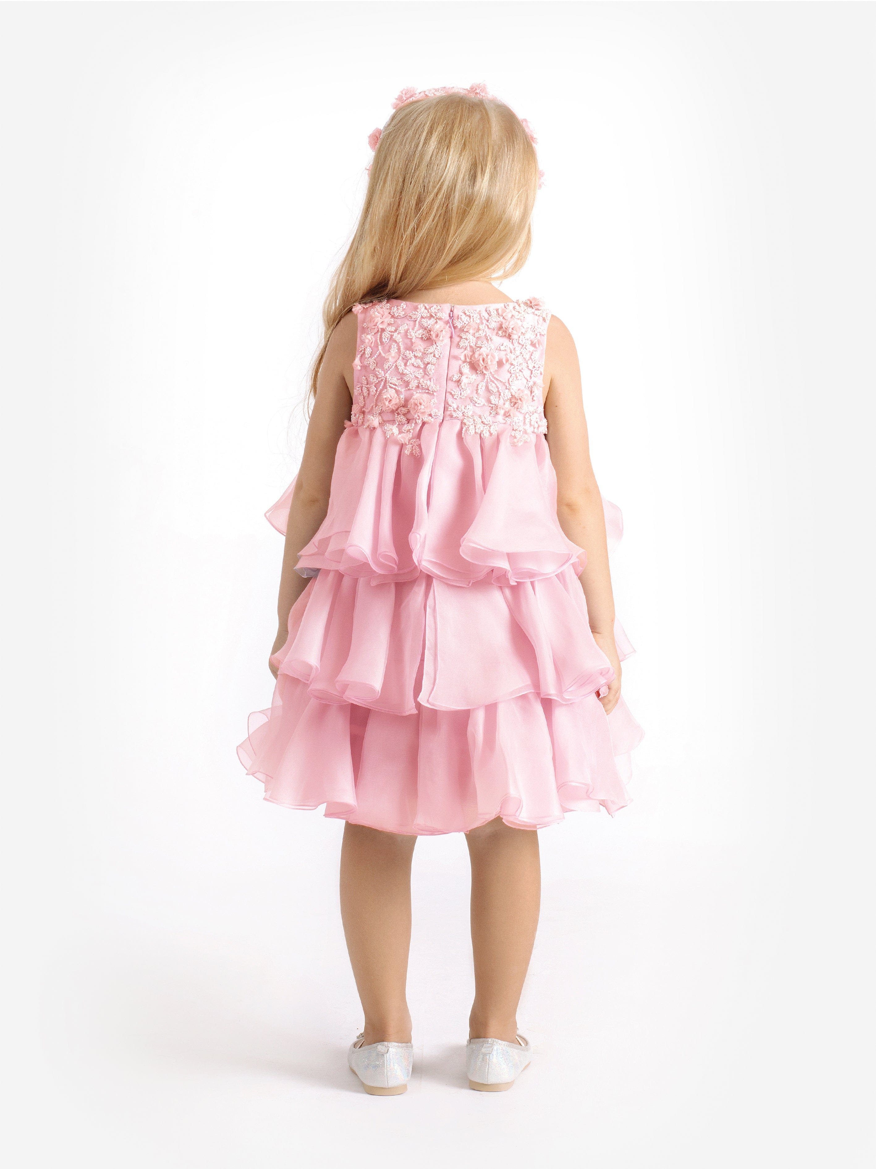 Maison Ava Girls Lumi Dress in Pink
