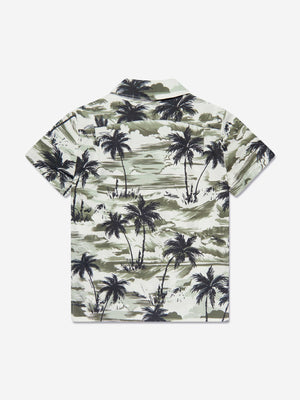 Moncler Enfant Boys Palm Trees Shirt in Green