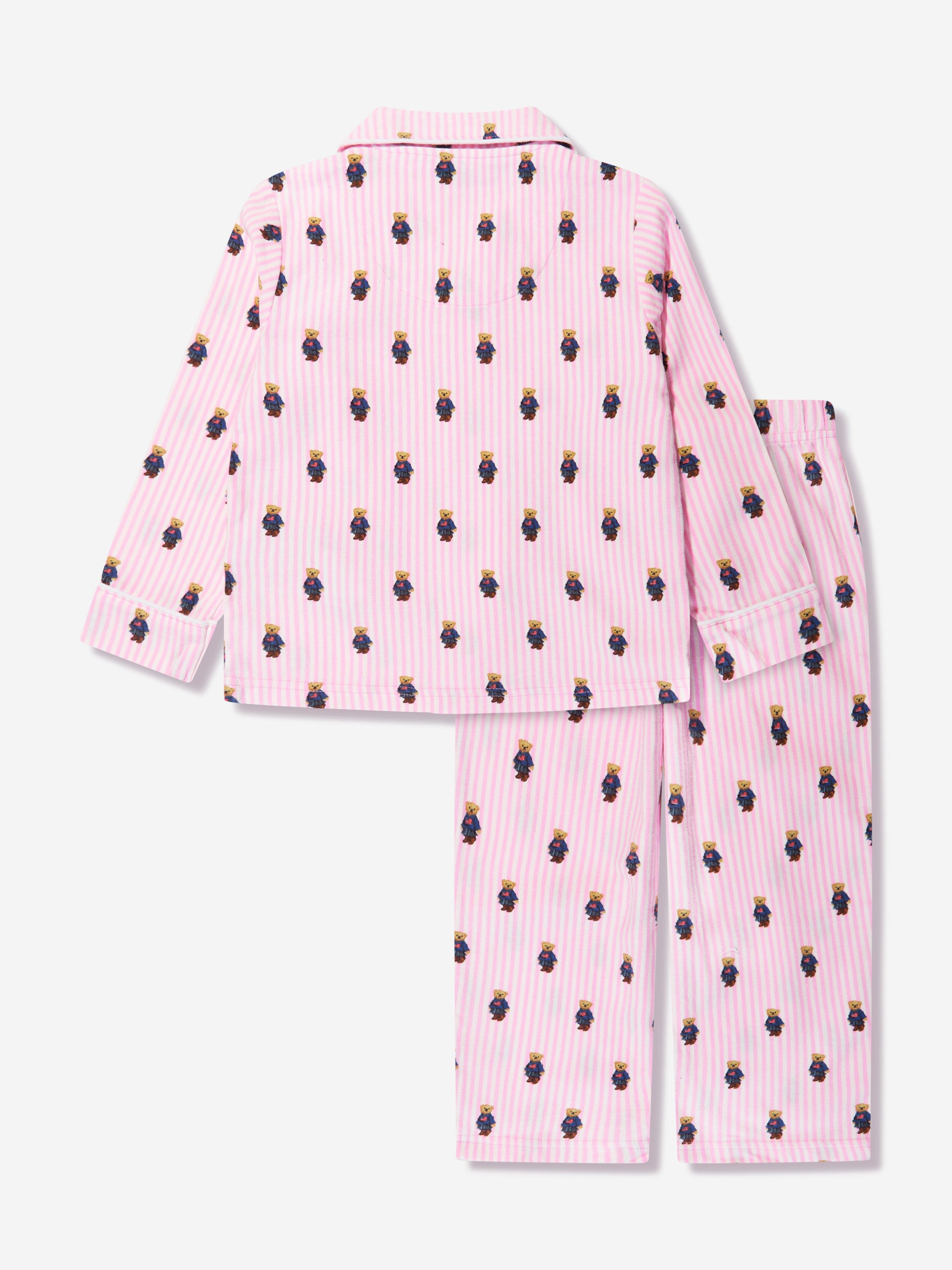 Ralph Lauren Girls Bear Pyjamas Set in Pink