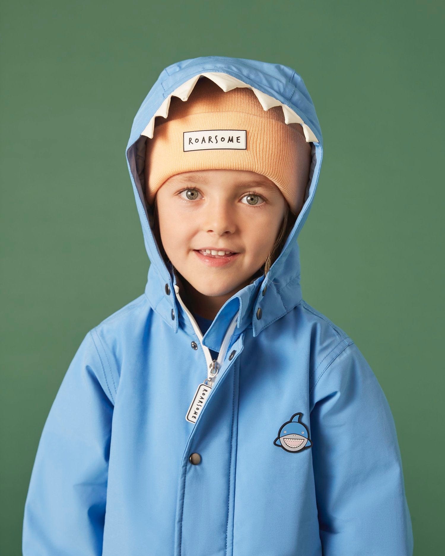 Roarsome Boys Reef The Shark Waterproof Coat in Blue