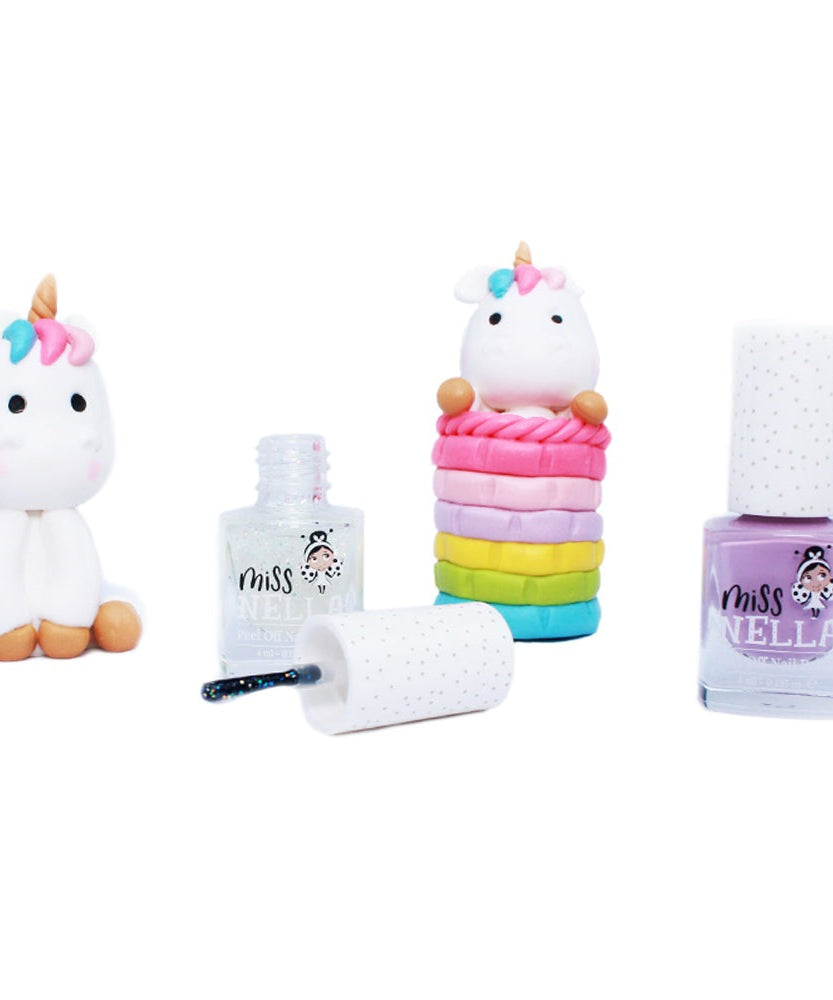 ميس نيللا - سحب الكونفيتي: طلاء أظافر قابل للتقشير مع طبقة علوية لامعة