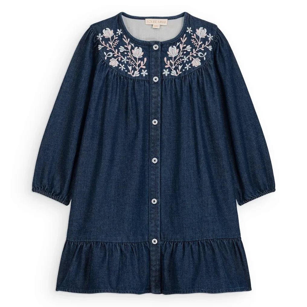 Louise Misha - Massilou Denim Elbise | Koyu Mavi