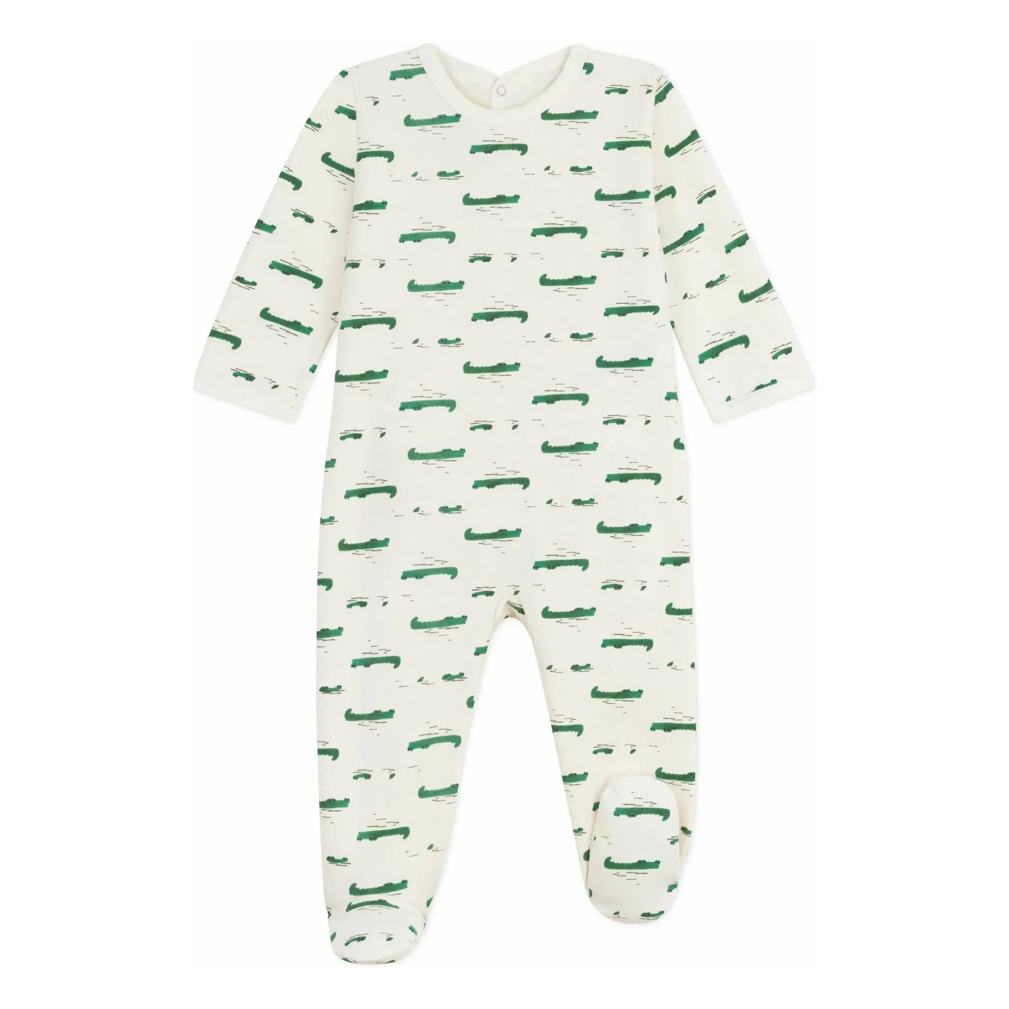 Petit Bateau - Pyjamas Dors Bien Pont Dos Crocodiles Organik Pamuk | Ekru