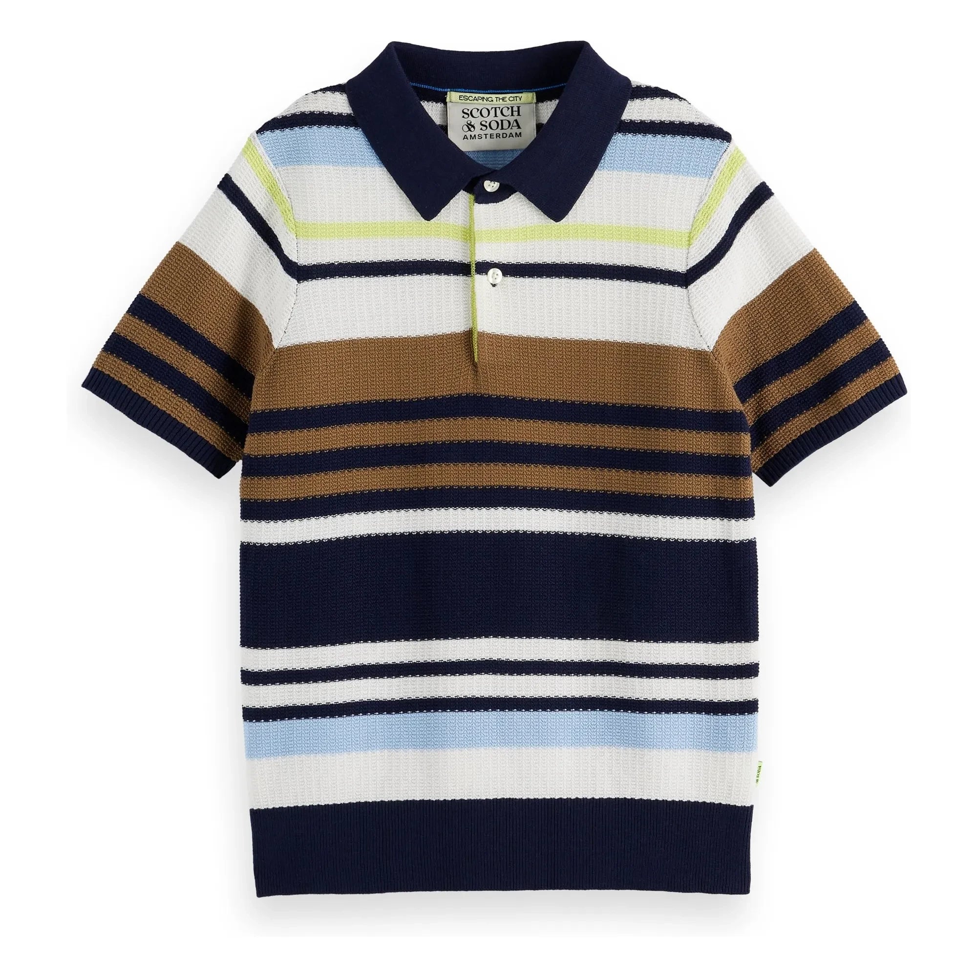 Scotch & Soda - Çizgili Fileli Polo | Kahverengi