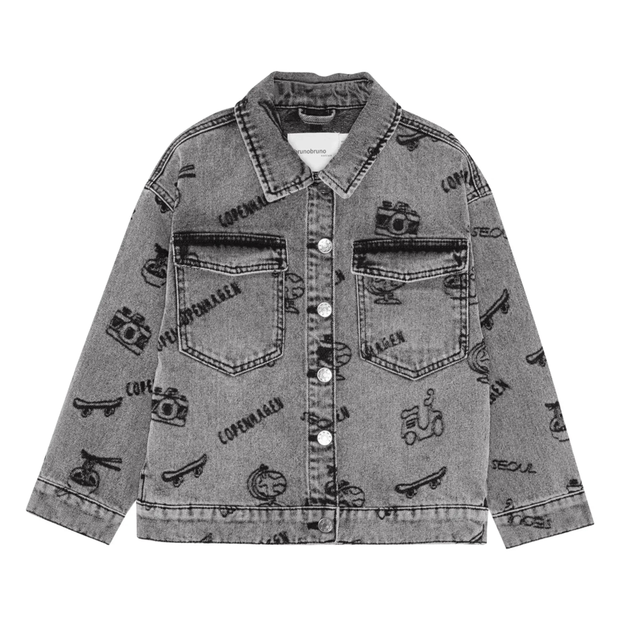 brunobruno nation - Lou Voyage Denim Organik Pamuk Ceket | Gri