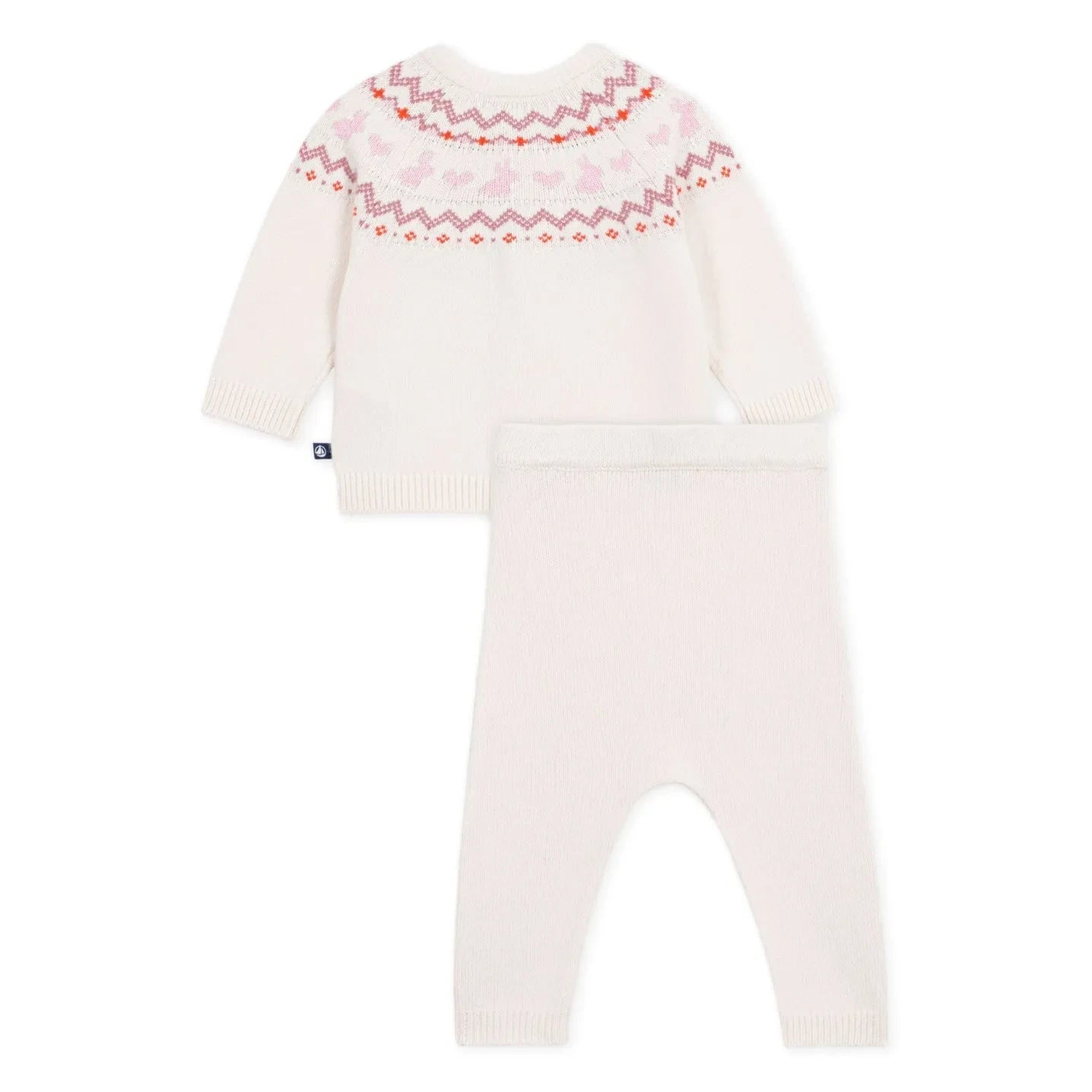 Petit Bateau - Yün Jakarlı Hırka ve Pantolon Takımı | Pembe