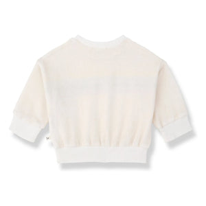1+ in the family - Santanyi Çizgili Havlu Sweatshirt | Beyaz