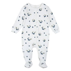 Petit Lem - Organik Pamuk Yaban Mersini Desenli Fitilli Patikli Pijama | Ecru