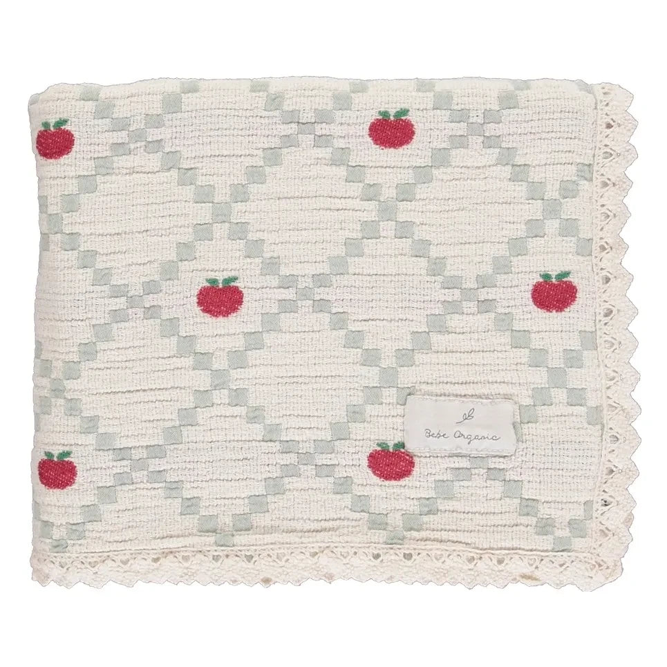 Bebe Organic - Organik Pamuklu Elma Patchwork Battaniye | Ecru