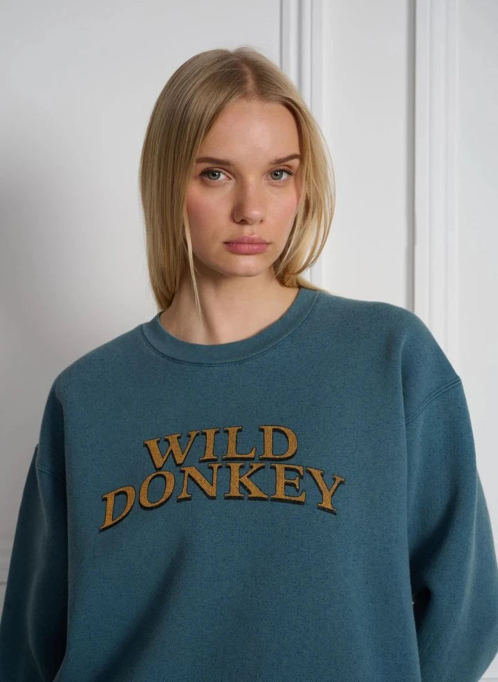 Wild Donkey - Yün Ispanak Takımı Kazak | Açık Mavi