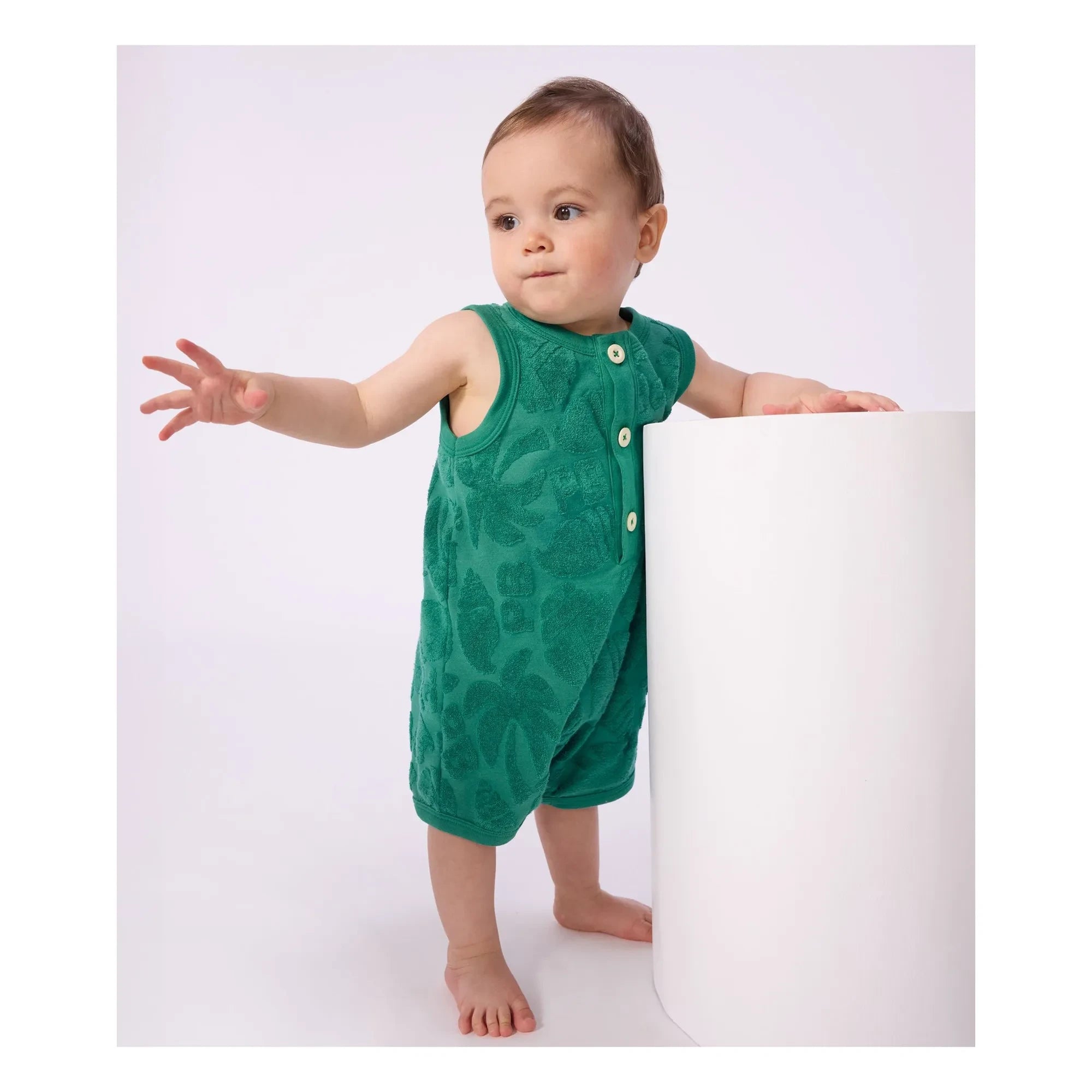 Petit Bateau - Organik pamuklu palmiye havlu tulum | Yeşil