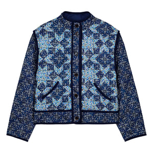 Louise Misha - Omotayo Midnight Star Patchwork Organik Pamuk Ceket - Kadın Koleksiyonu | Mavi