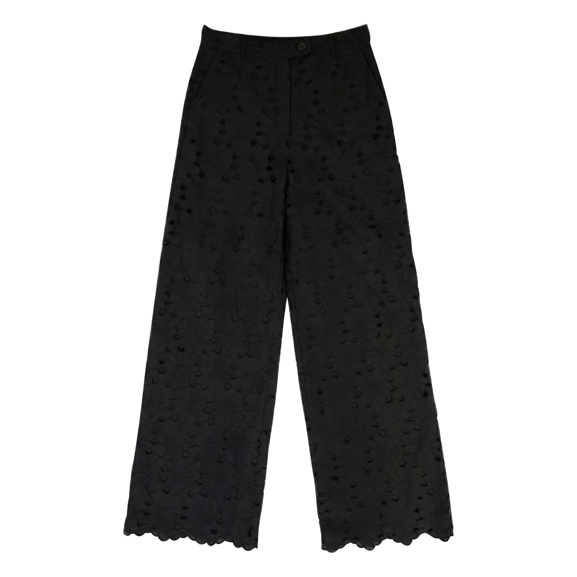 BELLEPIECE - Sicily Pamuk Nakışlı Pantolon | Siyah