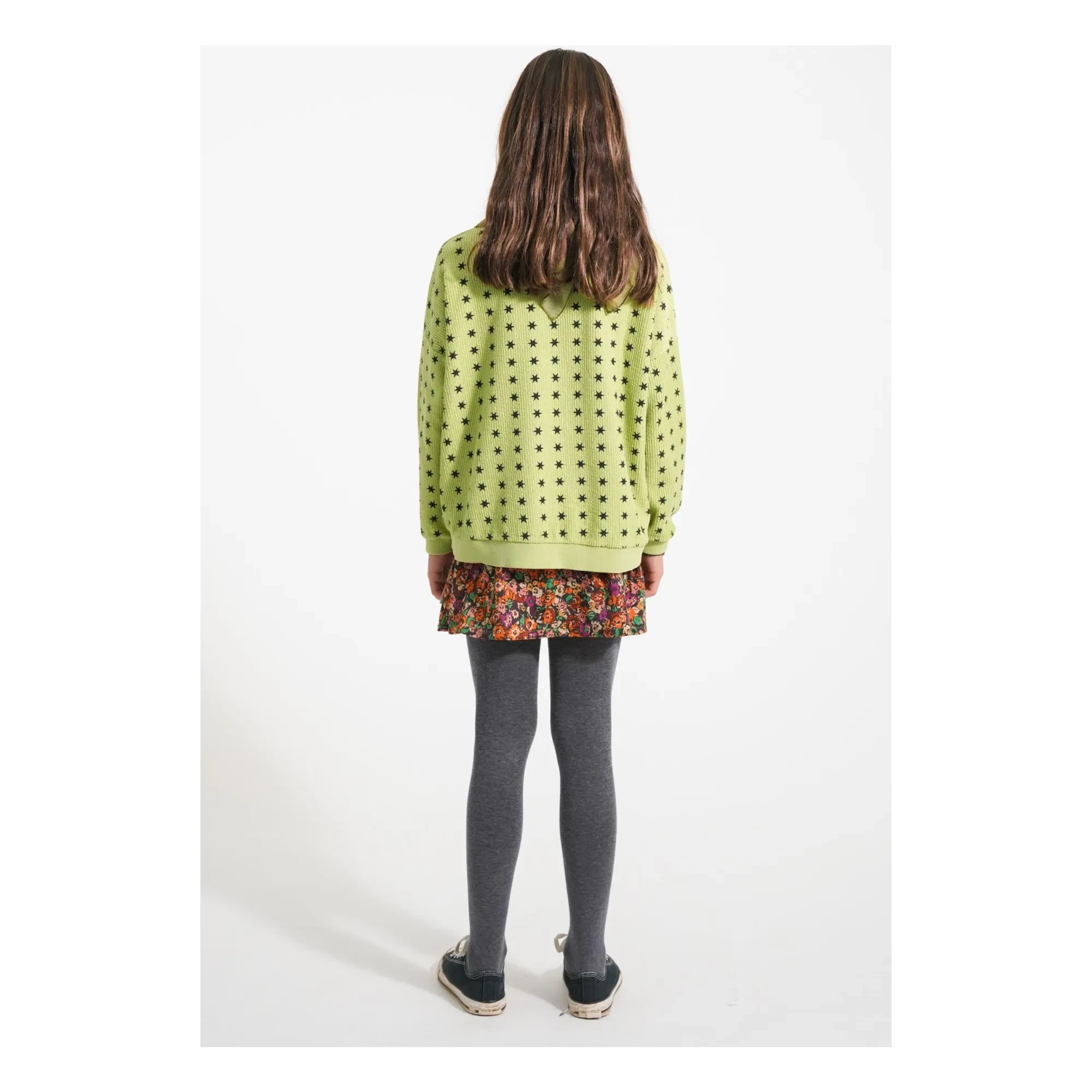 Piupiuchick - Fitilli Yıldız Sweatshirt Organik Pamuk | Yeşil