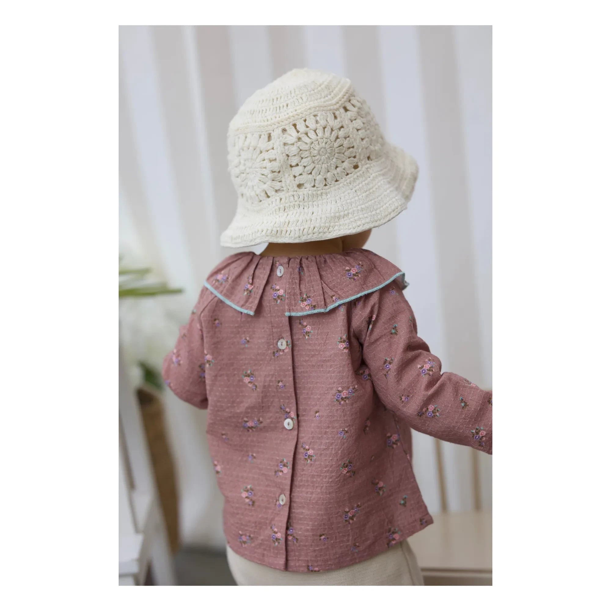 Lililotte - Charline Fleurie Organik Pamuk Bluz | Toz Pembe