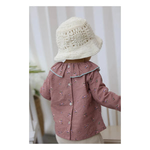 Lililotte - Charline Fleurie Organik Pamuk Bluz | Toz Pembe