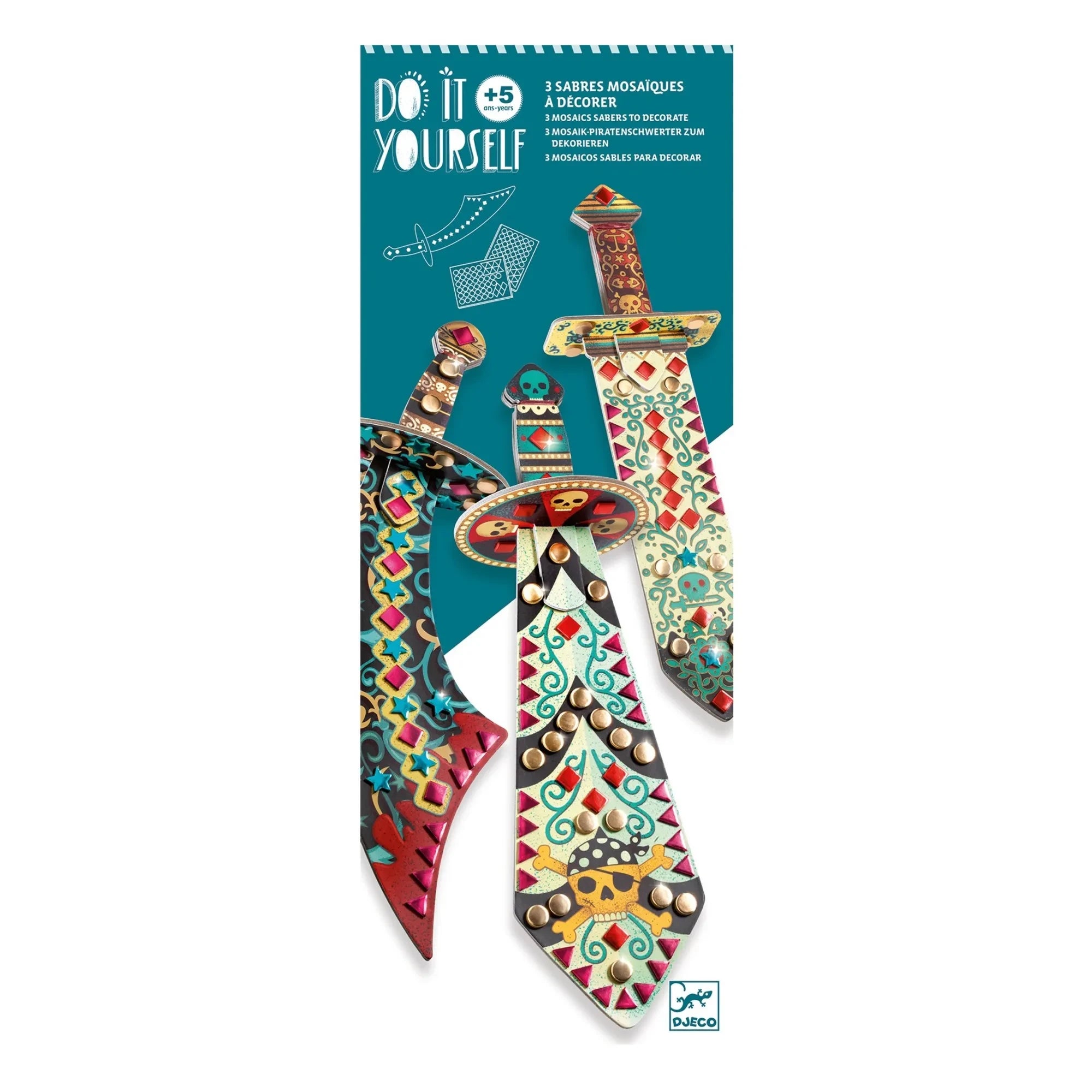 Djeco - Korsan Gibi Kendin Yap Mozaik Kılıçlar - 3'lü Set