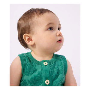 Petit Bateau - Organik pamuklu palmiye havlu tulum | Yeşil