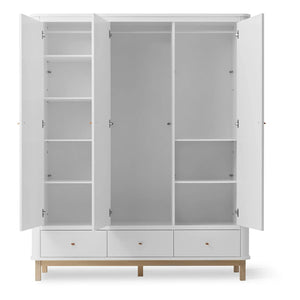 Oliver Furniture - 3 Kapılı Meşe Gardırop | Beyaz