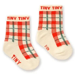 Tinycottons - Ekru Bebek Ekose Çorap