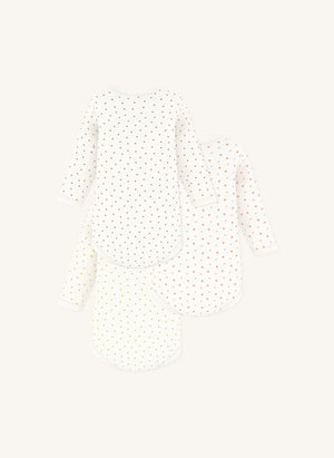 Petit Bateau - 3'lü Body Seti Little Hearts Organik Pamuk | Beyaz