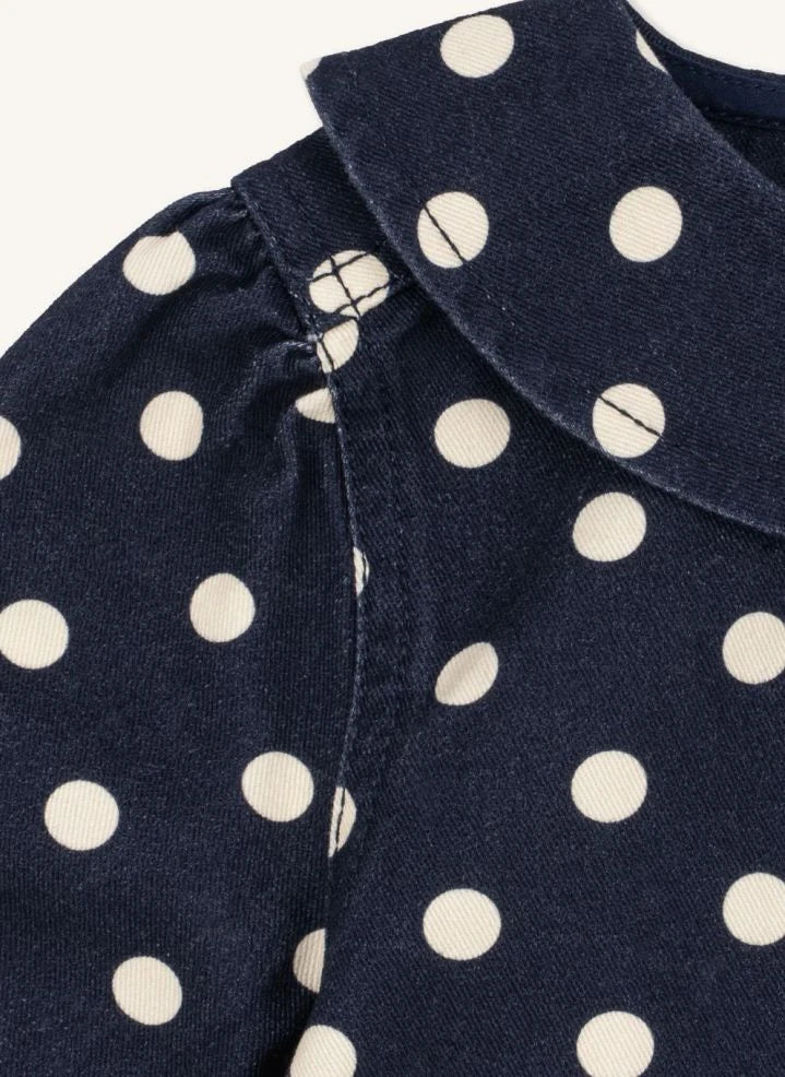 Konges Sløjd - Nola Organik Pamuk Denim Puantiyeli Ceket | Koyu Mavi