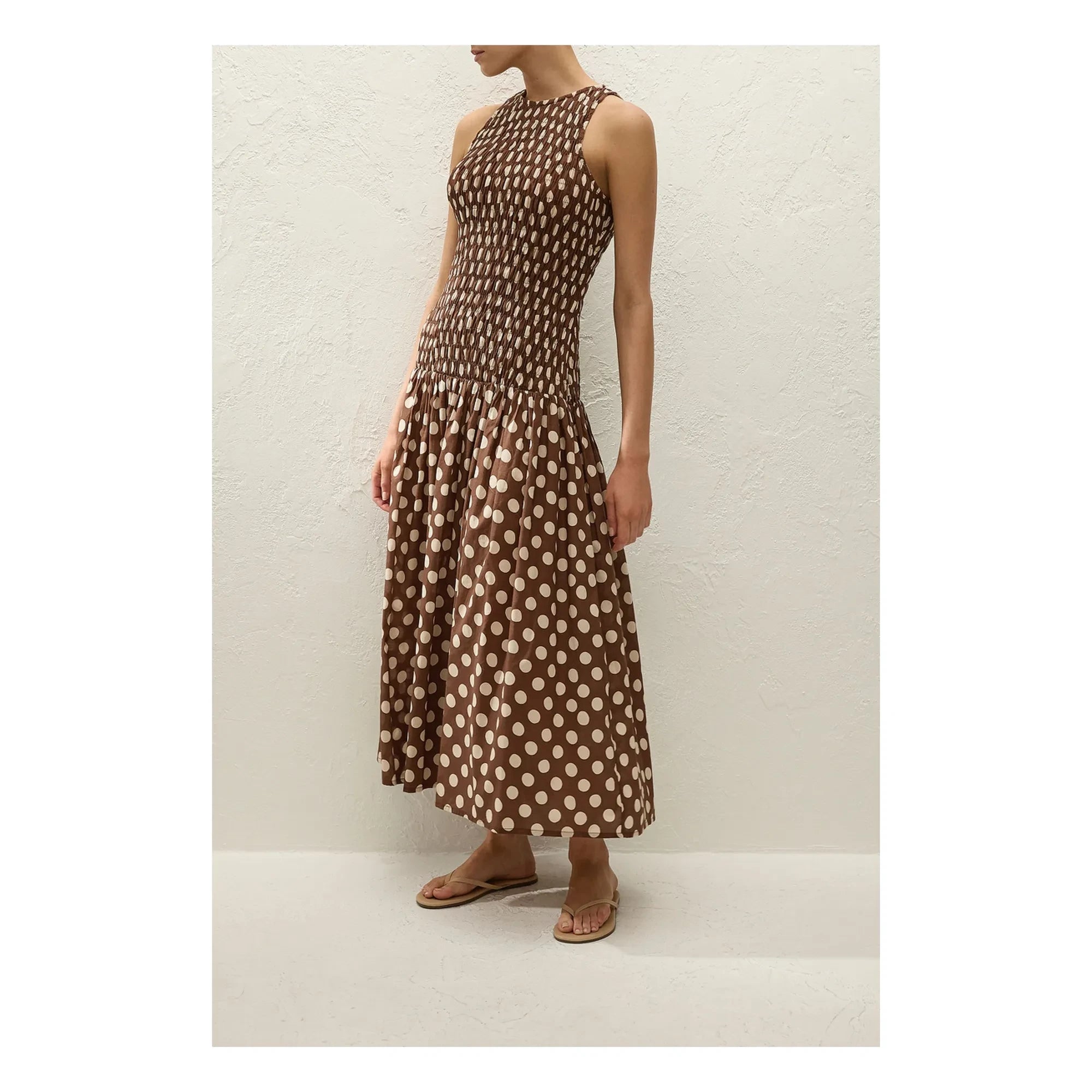 Faithfull the Brand - Luisa Pamuk Puantiyeli Elbise | Chocolate