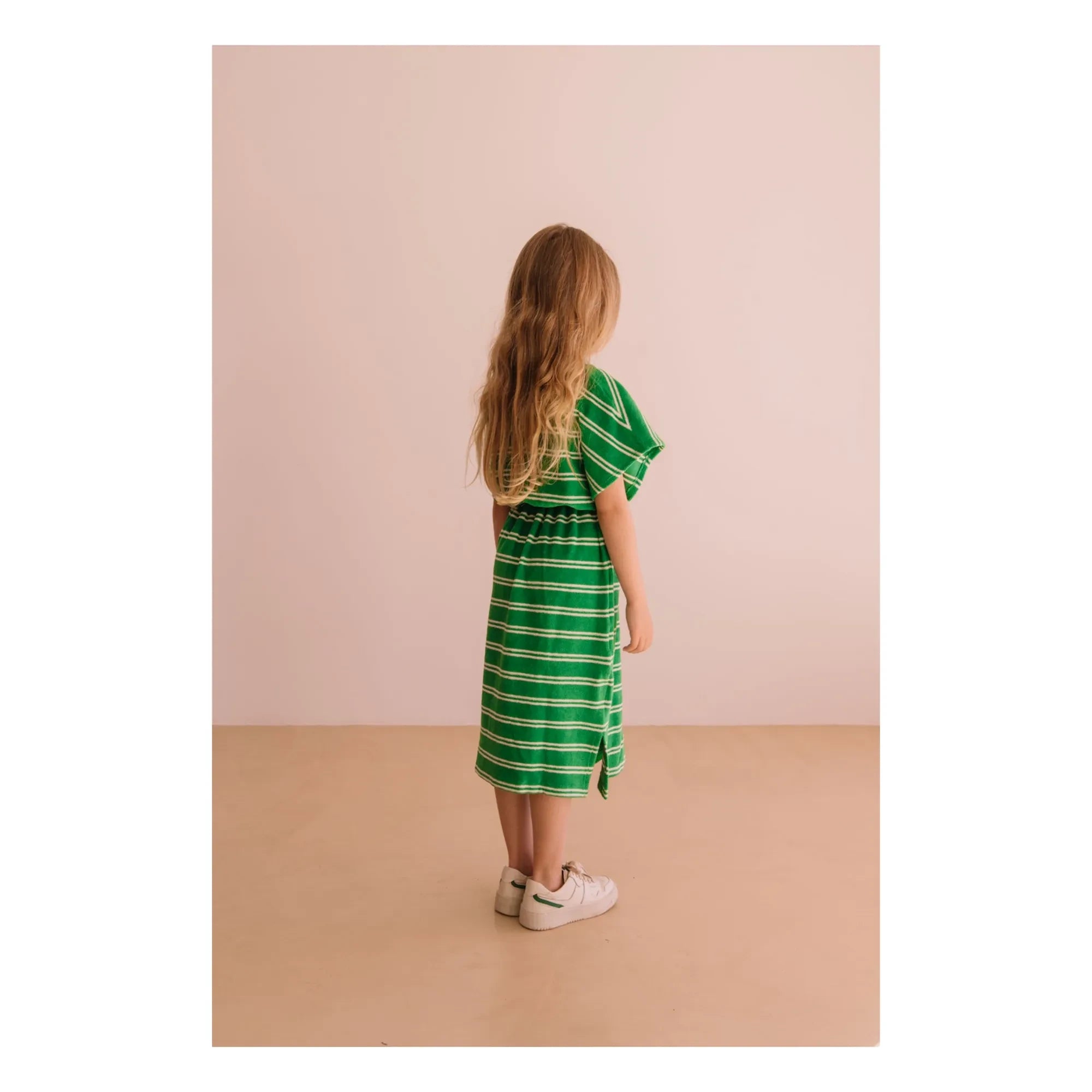 We Are Kids - Yeşil Çizgili Organik Pamuklu Havlu Elbise