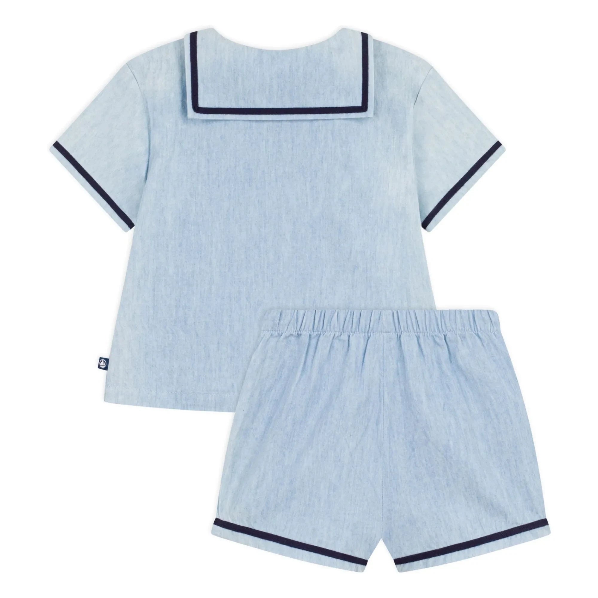 Petit Bateau - Chambray Üst ve Yaka Seti | Açık Mavi