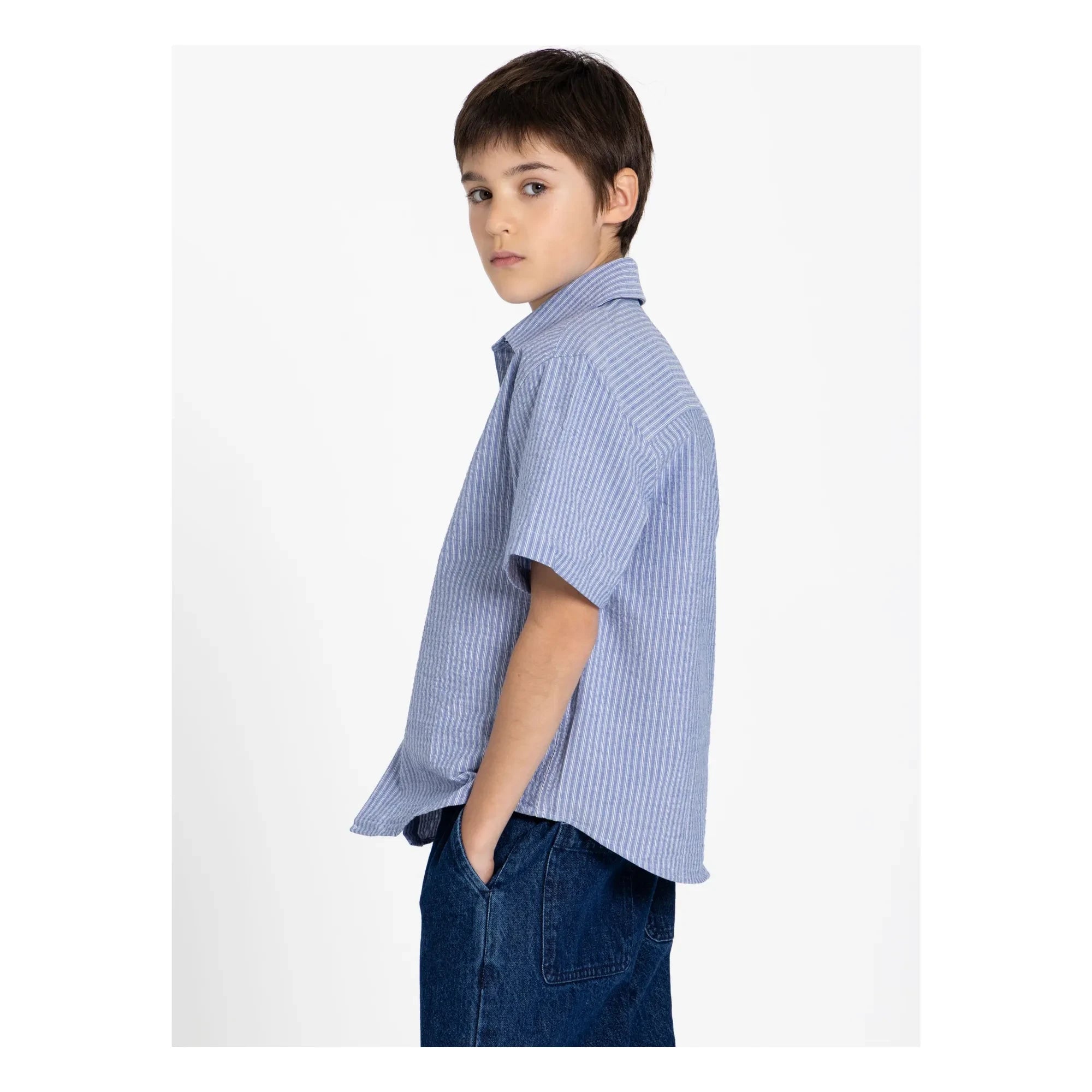 Smallable Kid - Çizgili Paco gömlek | Buz Mavisi