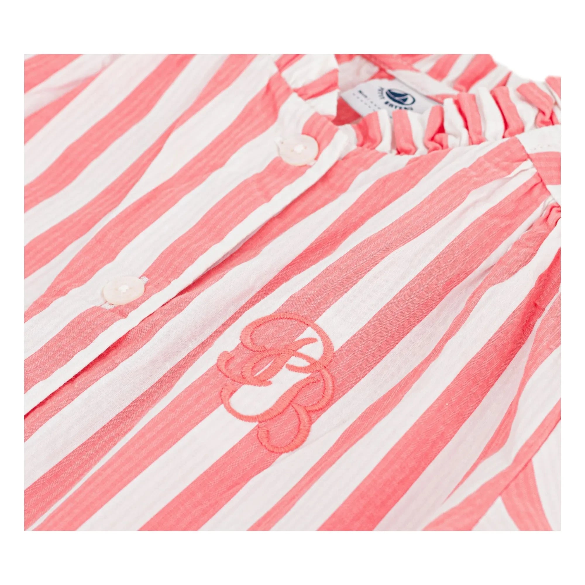 Petit Bateau - Çizgili Organik Pamuk Bluz | Mercan