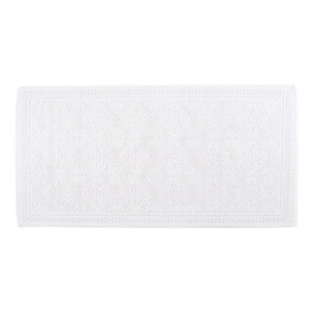 Haomy - Kabartmalı Desenli Pamuklu Banyo Paspası 55x110cm | Beyaz