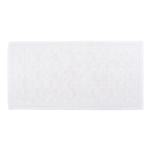 Haomy - Kabartmalı Desenli Pamuklu Banyo Paspası 55x110cm | Beyaz