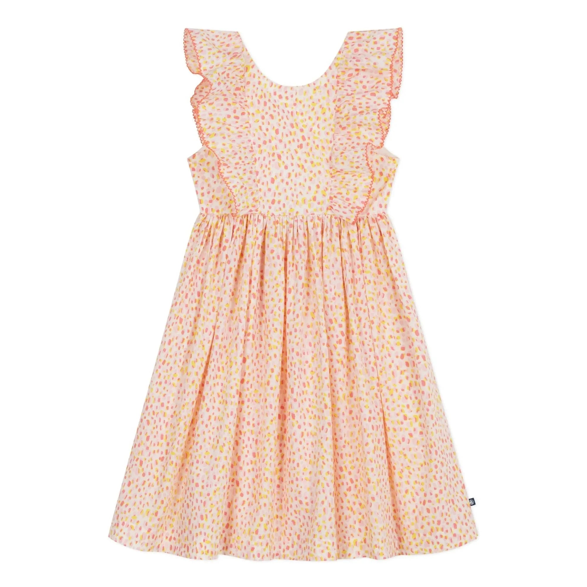 Petit Bateau - Organik Pamuk Poplin Puantiyeli Elbise | Coral