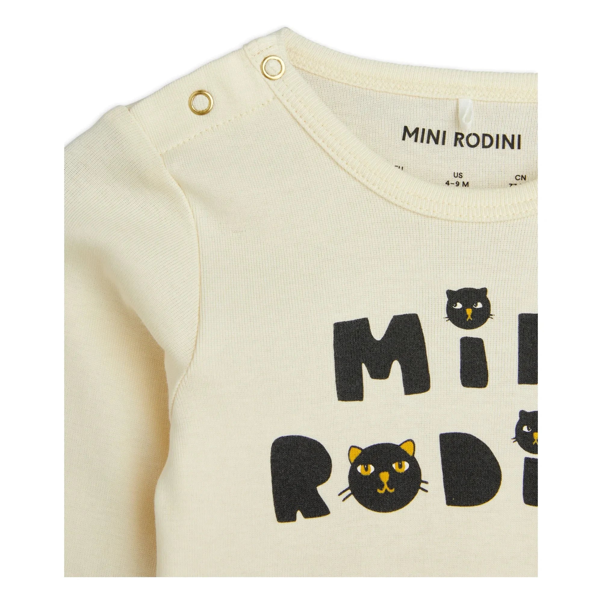 Mini Rodini - Organik Pamuklu Kedi Body, Jogger ve Şapka Seti | Ecru