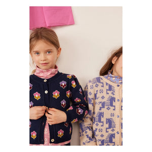 Hello Simone - Lison Fleurs Hırka | Lacivert